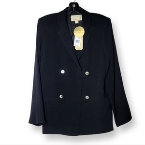 Nicole Miller Artelier Black Double Breasted Crepe Blazer